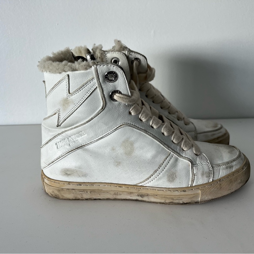 Zadig & Voltaire Cream High-Top Sneakers